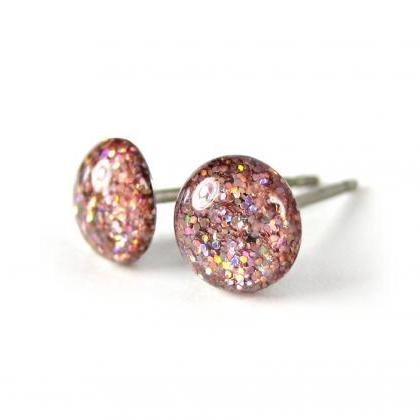 Pegasus Pink Glitter Stud Earrings,..