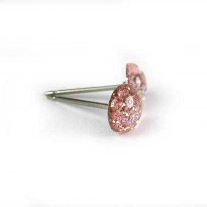 Pegasus Pink Glitter Stud Earrings,..