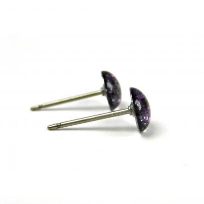 Harpers Halo Purple Glitter Stud Earrings, Tiny..