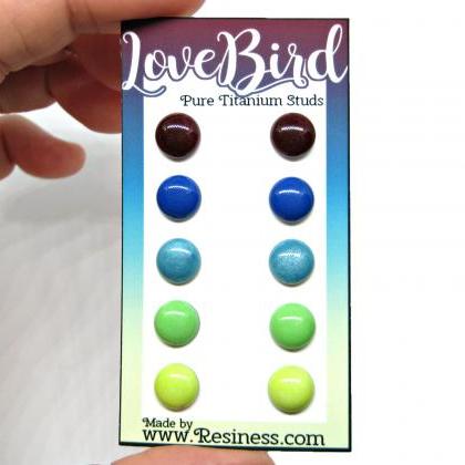 Love Bird Stud Earring Set, 5 Pair Set,..