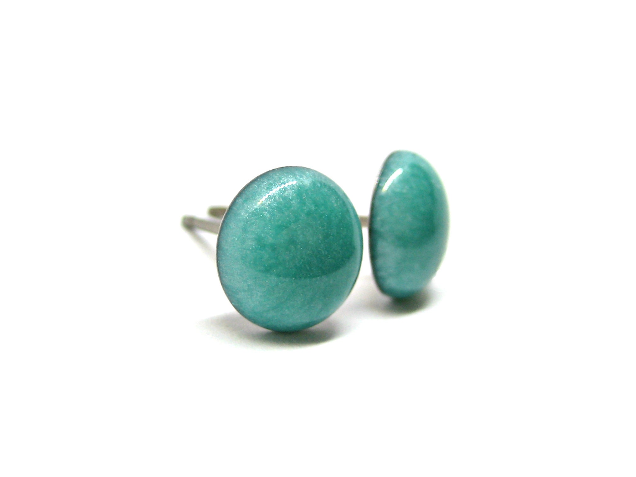 Calypso Teal Titanium Stud Earrings, Hypoallergenic Pure Titanium Studs